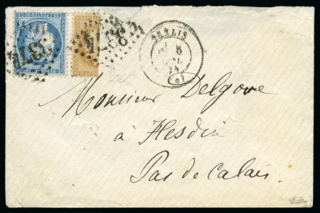 1871, Enveloppe pour Hesdin (Pas-de-Calais) avec affranchissement