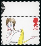 Stamp of Great Britain » Queen Elizabeth II 1998 Comedians 30p error of value mint nh top marginal, very fine and rare unissued stamp