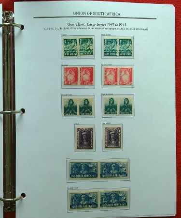 Stamp of South Africa » Union & Republic of South Africa 1941-46 War Effort specialised collection on 30 pages