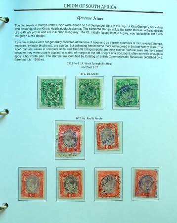 Stamp of South Africa » Collections, Lots etc. Revenues: Collection written up in an album