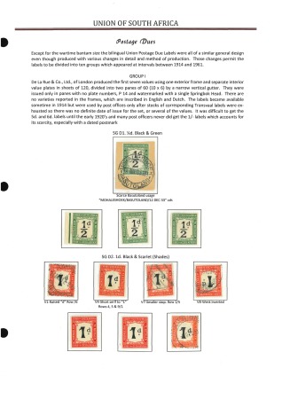 Stamp of South Africa » Collections, Lots etc. 1914-58, Postage Dues specialised collection in an album written up