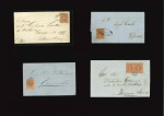 1865 5c red, third printing, four covers 