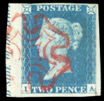 Stamp of Great Britain » 1840 1d Black and 1d Red plates 1a to 11 1840 1d. Black, Pl. 10, IA, marginal example from the