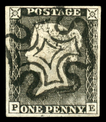 1840 1d. grey-black (very worn impression), Pl. 1a,