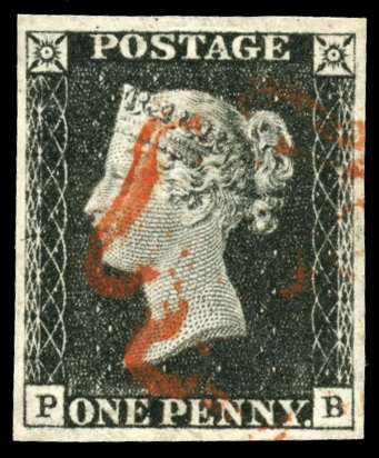 Stamp of Great Britain » 1840 1d Black and 1d Red plates 1a to 11 1840 1d. Black, Pl. 4, PB, large margins all round,