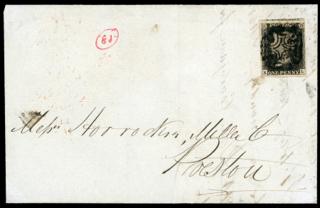 1840 1d. Black, unplated, KL, close to enormous margins