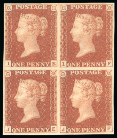 Stamp of Great Britain » 1840 1d Black and 1d Red plates 1a to 11 1841 1d Red-Brown pl.10 IE/JF mint block of four with good even margins