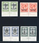 1935 Silver Jubilee 1d to 5d set of four in mint n.h. lower marginal pairs with John Ash printer's inscription