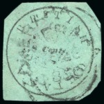 1850-51 8 cents black on blue-green, Townsend Type D, faint initials "EDW", thick frame