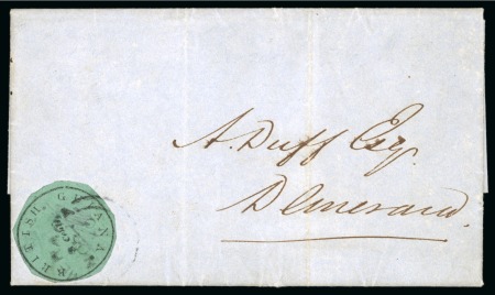 1850-51 8 cents black on blue-green, Townsend Type D, initials of postal official Lorimer "WHL", thick frame