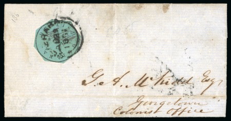 1850-51 8 cents black on blue-green, Townsend Type B, with initials of postal clerk Wight "EDW", on cover