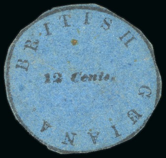 1850-51 12 cents black on blue, Townsend Type A, thick frame, uncancelled