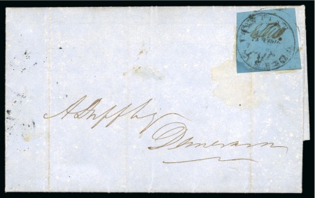 1850-51 12 cents black on pale blue, Townsend Type D, "EDW", on cover