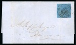 1850-51 12 cents black on pale blue, Townsend Type D, "EDW", used on cover