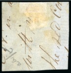 Stamp of British Guiana » 1852 Waterlow (SG 9-10) 1852 Waterlow 4 cent black on deep blue, margins all around, used on piece
