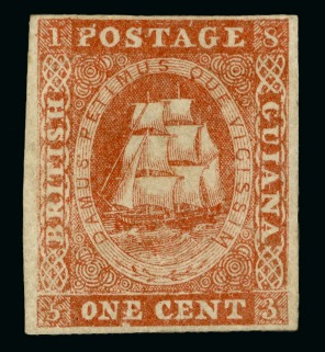 Stamp of British Guiana » 1853 Waterlow Lithographs (SG 11-21) 1853-59 Waterlow lithographed 1 cent, second stone selection, type B, unused