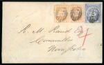 Stamp of British Guiana » Later Issues » 1860-76 Ship Issues (SG 29-115) 1876 Cover from Georgetown to Nova Scotia, with 1860-76 Ship issue 6 cents and pair of 2 cents perf. 15 cancelled by A03 ovals,