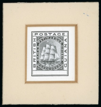 Stamp of British Guiana » Later Issues » 1876-91 Ship Issues (SG 126-215) 1876-79 Ship issue, Master Die Proof in black on glazed card