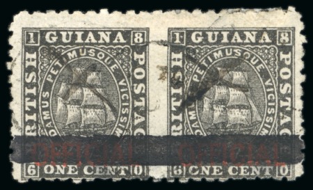 Stamp of British Guiana » Official Stamps Officials: 1875 1 cent black IMPERFORATE BETWEEN pair