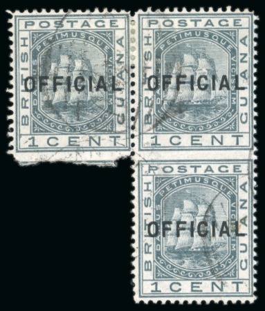 Stamp of British Guiana » Official Stamps Officials: 1877 1 cent slate IMPERFORATE BETWEEN vertical pair