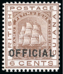 Stamp of British Guiana » Official Stamps Officials: 1877 6 cents brown, mint o.g.