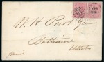 1859 Cover from Demerara to Baltimore USA with a pair of 4d rose