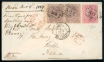 Stamp of British Guiana » British Post Offices 1859 Envelope from Demerara to France with single 4d rose and wing margin pair of 6d lilac