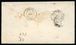 1859 Envelope from Demerara to France with single 4d rose and wing margin pair of 6d lilac