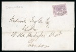 1858-59 three covers including two 1856 6d lilac single frankings and one half a cover with two 6d