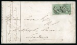 1859 Cover from Demerara to London with wing margin pair of 1s green