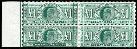 Stamp of Great Britain » King Edward VII » 1911-13 Somerset House Issues 1911 Somerset House £1 deep green, unmounted mint