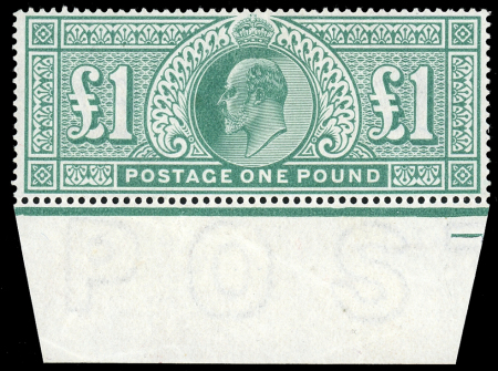 1902 De La Rue £1 Dull blue-green from the foot of