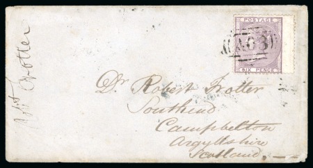 Stamp of British Guiana » British Post Offices 1858 Envelope from Demerara to Campbelton, Scotland, with single 6d lilac