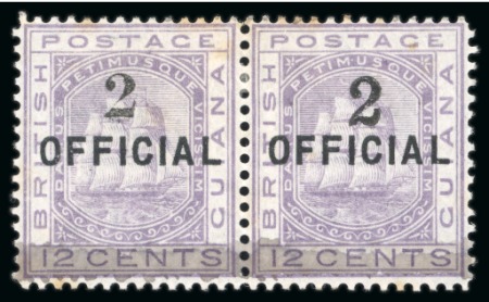 Stamp of British Guiana » Later Issues » 1876-91 Ship Issues (SG 126-215) 1881 2 cent on 12 cent pale violet, mint pair