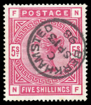 1883-84 2/6 Deep lilac and 5/- rose on white paper