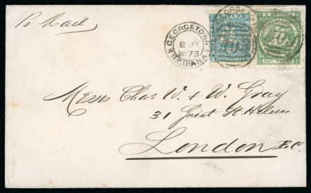 Stamp of British Guiana » Later Issues » 1860-76 Ship Issues (SG 29-115) 1873 Envelope to London, with 1860-76 Ship issue 4 cents and 24 cents 