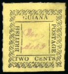 Stamp of British Guiana » Later Issues » 1862 Type-set Provisional Issue (SG 116-124) » Two Cent "Grapes" Type Frame 1862 Provisionals 2 cent black on yellow, roulette