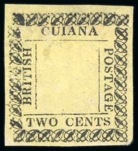 Stamp of British Guiana » Later Issues » 1862 Type-set Provisional Issue (SG 116-124) » Two Cent "Beetle" Type Frame 1862 Provisionals 2 cent black on yellow, roulette 6, type A, unused