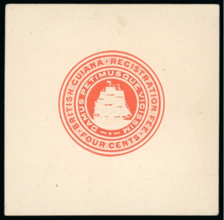 Stamp of British Guiana » Postal Stationery 1902 Registered envelope embossed proof for the FOUR CENTS value 