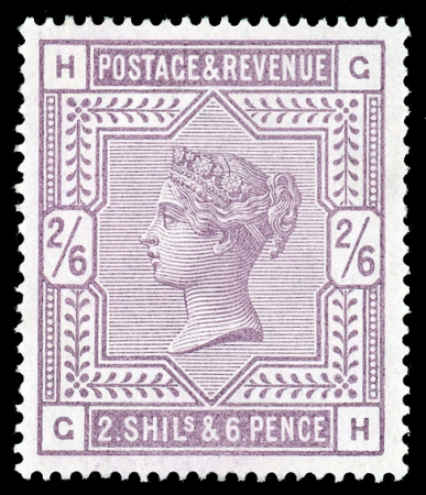 Stamp of Great Britain » 1855-1900 Surface Printed » 1883-84 & 1888 High Values 1883 2/6 Lilac on white paper, GH, superb unmounted