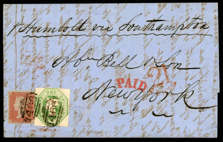 Stamp of Great Britain » 1847-54 Embossed 1852 (Dec 21) Entire letter from Liverpool to New York,