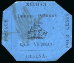 Stamp of British Guiana » 1856 Provisionals (SG 23-27) THE UNIQUE UNUSED EXAMPLE - 1856 Provisional 4 cents black, cut octagonal, uncancelled
