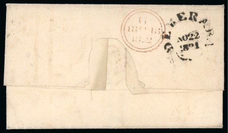 1821 Folded letter sheet from Demerara to London, bearing a fine strike of the "DEMERARA/NO.22.1821" fleuron