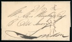 1821 Folded letter sheet from Demerara to London, bearing a fine strike of the "DEMERARA/NO.22.1821" fleuron