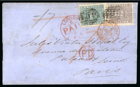 Stamp of British Guiana » Later Issues » 1860-76 Ship Issues (SG 29-115) 1867 Wrapper from New Amsterdam to Paris, France, with 4c and 12c paying the 16c rate