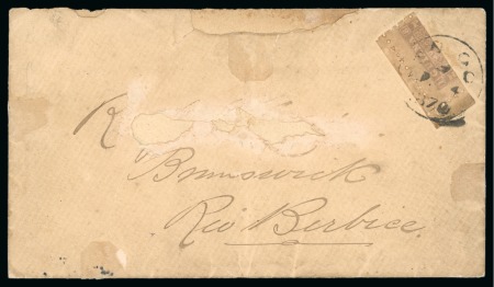 Stamp of British Guiana » Later Issues » 1860-76 Ship Issues (SG 29-115) 1870 Envelope from Buxton to Berbice, with 12c trisect paying 4c rate