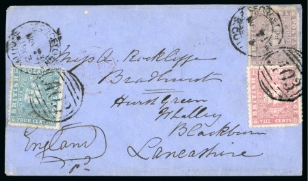 Stamp of British Guiana » Later Issues » 1860-76 Ship Issues (SG 29-115) 1863 Envelope from Georgetown to England, with 4c, 8c and 12c paying the 24c rate