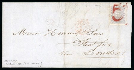1861 Pair of entires from the same correspondence from Demerara to England, the first with 12c tied by the scarce "5d" accountancy hs
