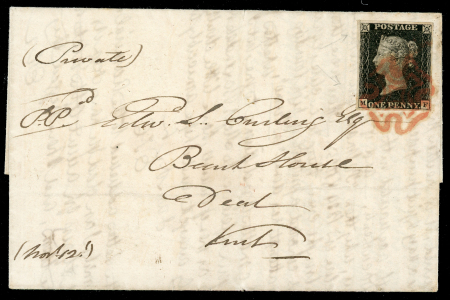 Stamp of Great Britain » 1840 1d Black and 1d Red plates 1a to 11 1840 (Nov 13) Entire letter from London to Deal (though