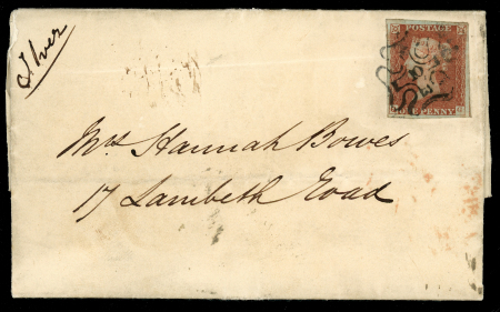 Stamp of Great Britain » 1841 1d Red 1841 1d. QG used on 1843 (Ju 29) entire neatly cancelled by fine strike of the number 10 in black Maltese cross